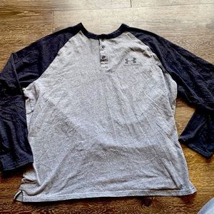 Baseball style long sleeve half button shirt